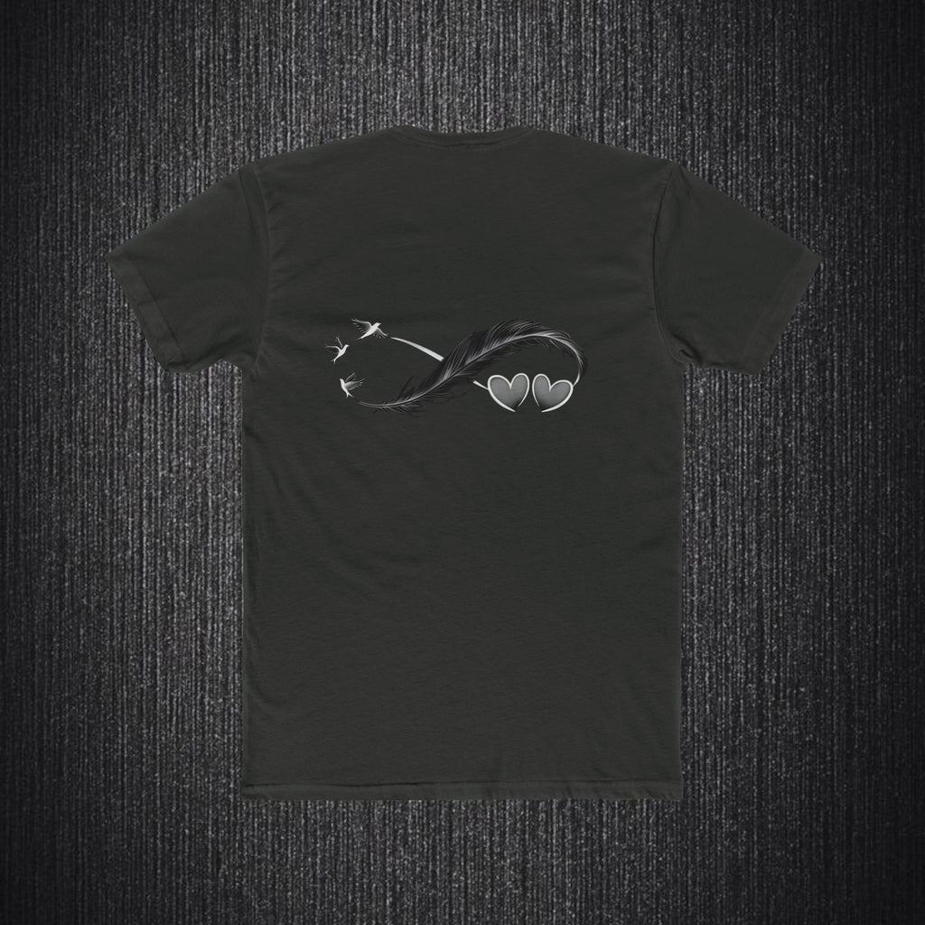 Feather Infinity Graphic Tee — Minimal Hearts & Birds Crewneck