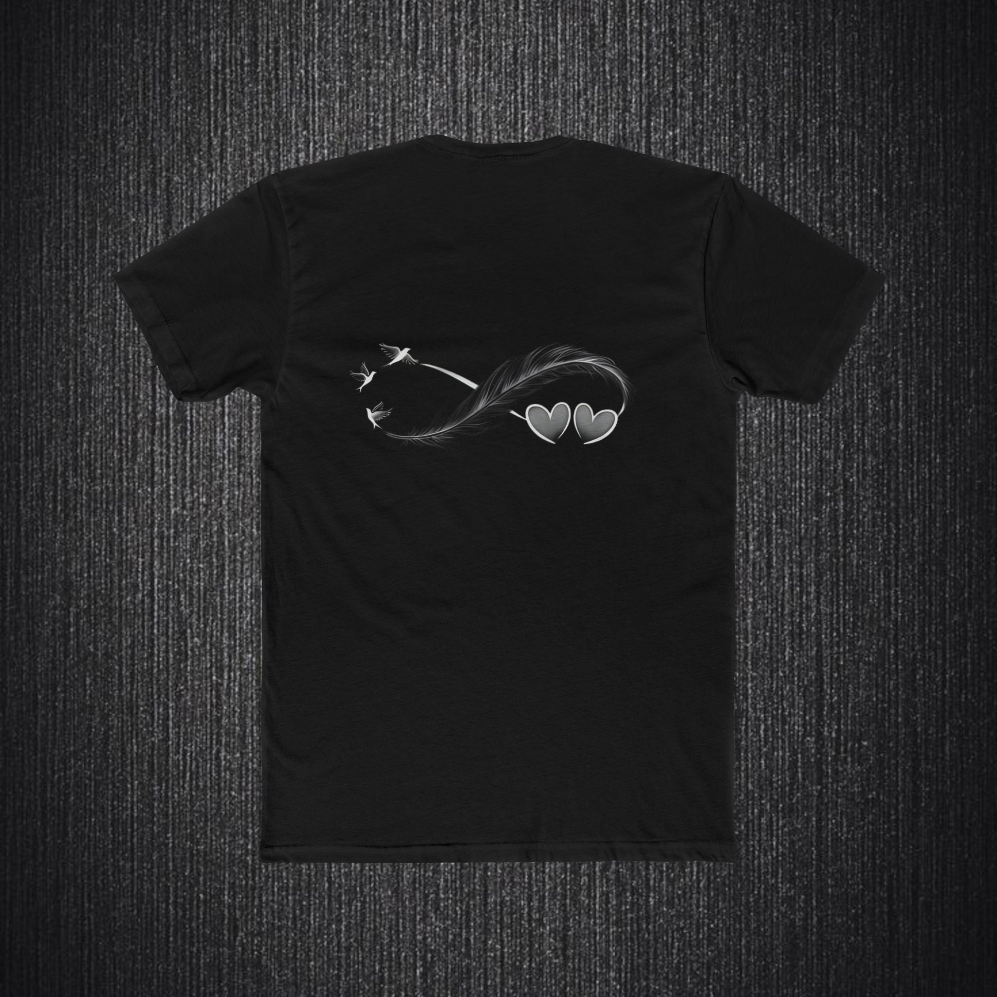 Feather Infinity Graphic Tee — Minimal Hearts & Birds Crewneck