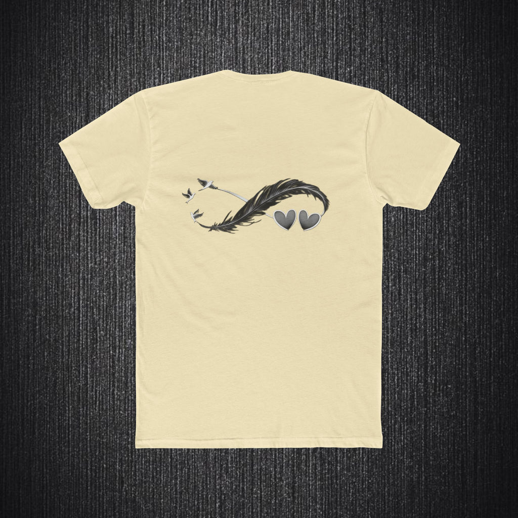 Feather Infinity Graphic Tee — Minimal Hearts & Birds Crewneck