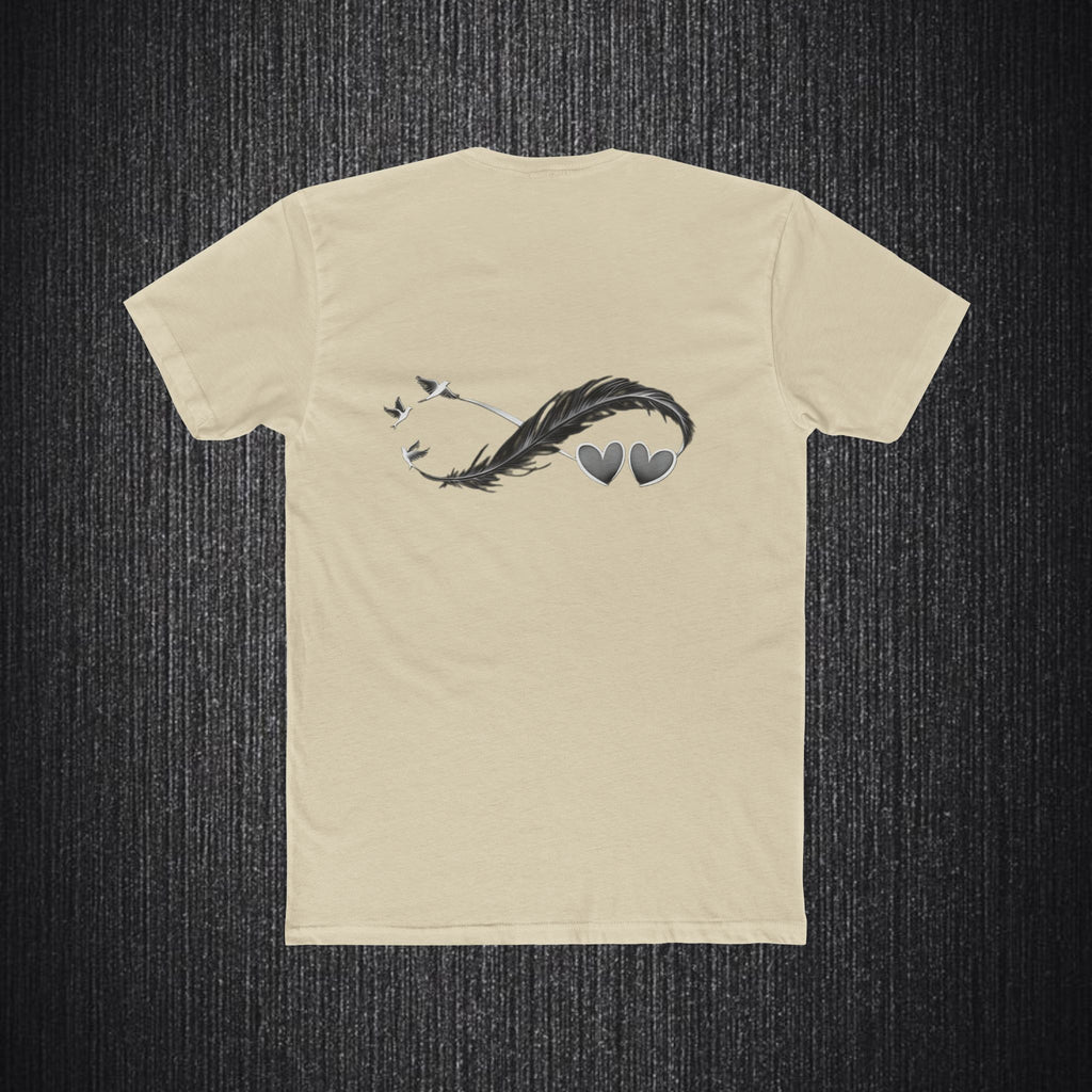 Feather Infinity Graphic Tee — Minimal Hearts & Birds Crewneck