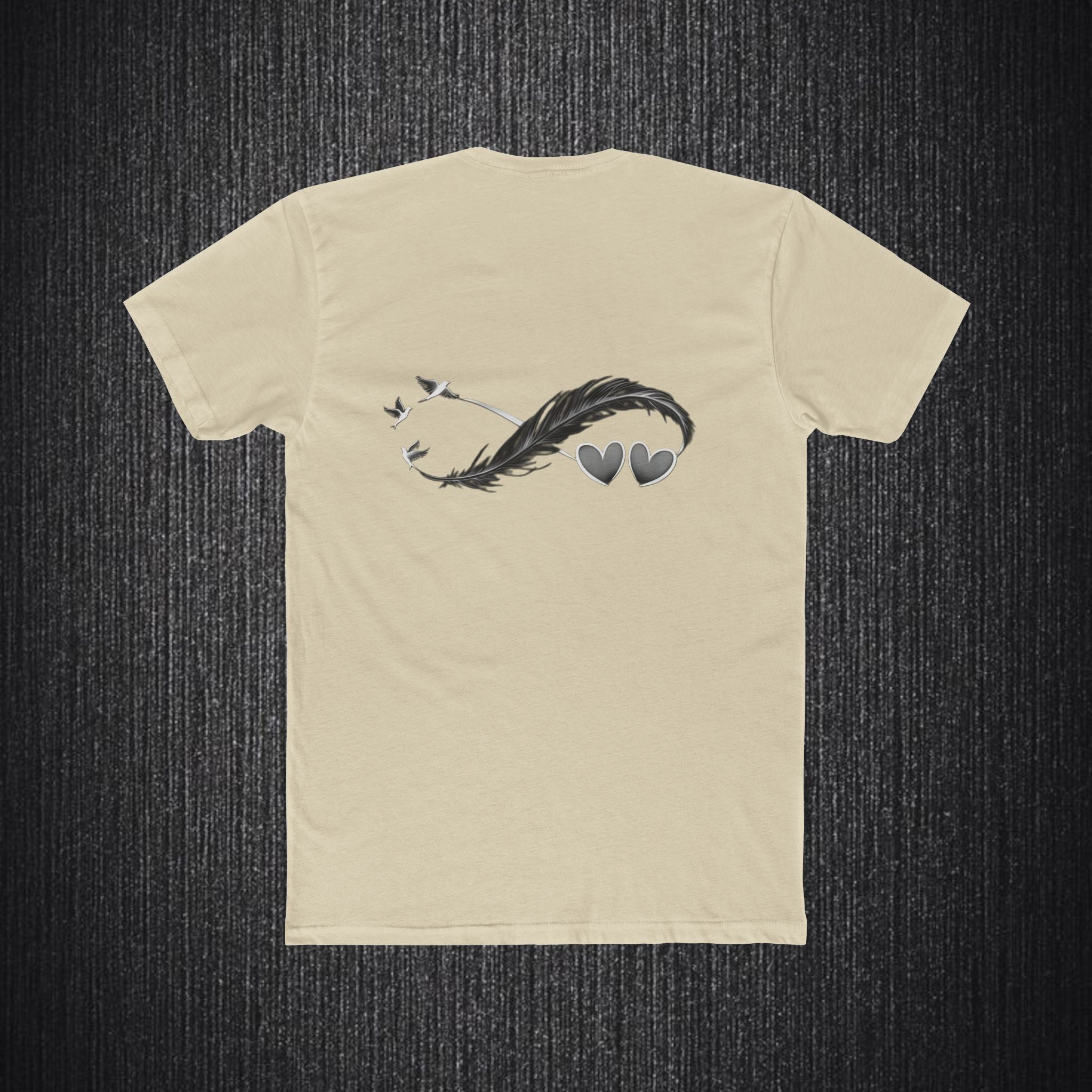Feather Infinity Graphic Tee — Minimal Hearts & Birds Crewneck