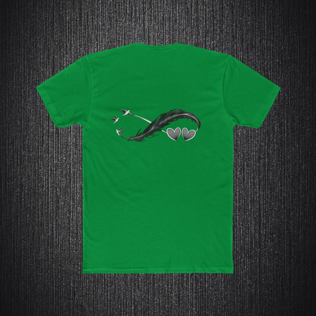 Feather Infinity Graphic Tee — Minimal Hearts & Birds Crewneck