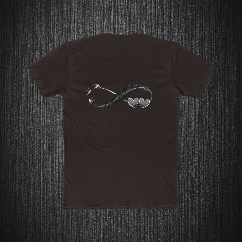 Feather Infinity Graphic Tee — Minimal Hearts & Birds Crewneck