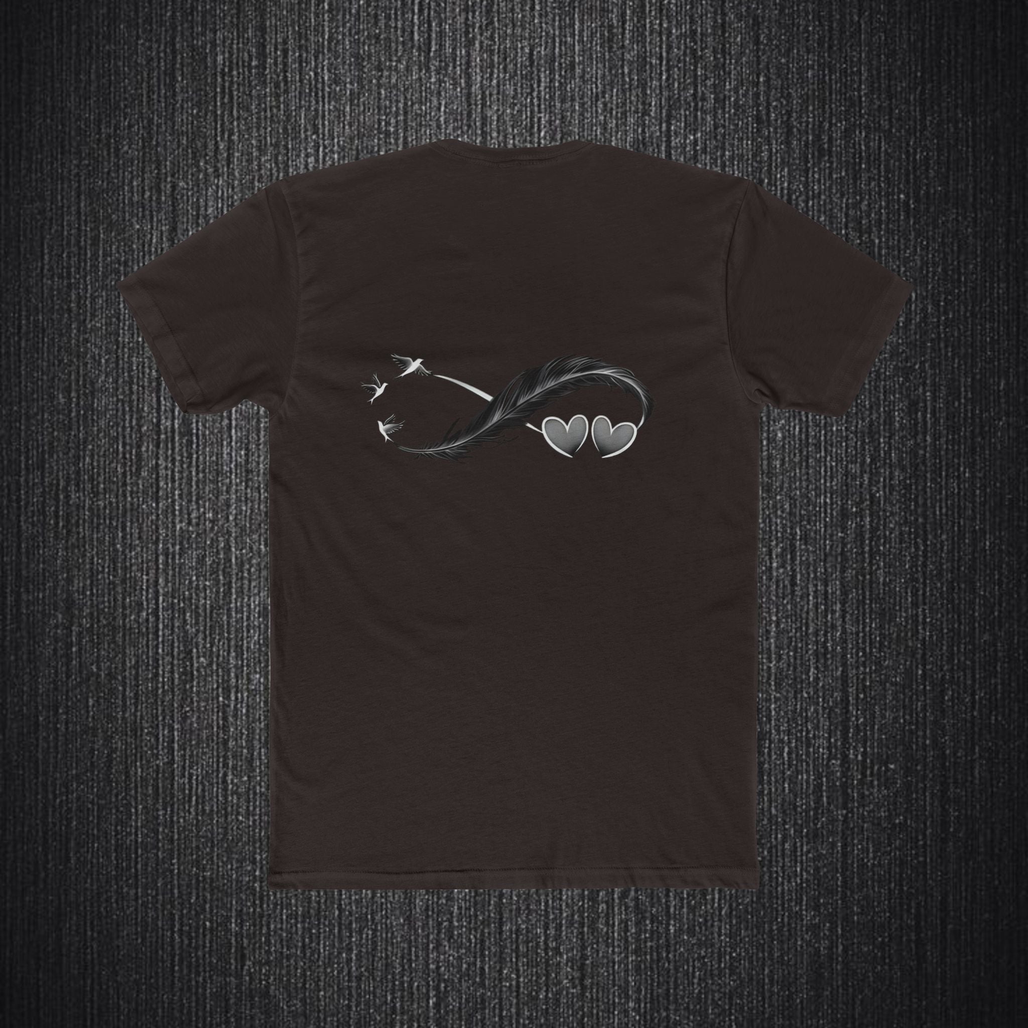 Feather Infinity Graphic Tee — Minimal Hearts & Birds Crewneck