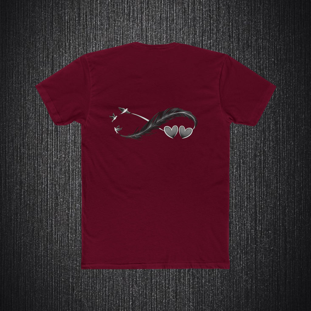 Feather Infinity Graphic Tee — Minimal Hearts & Birds Crewneck