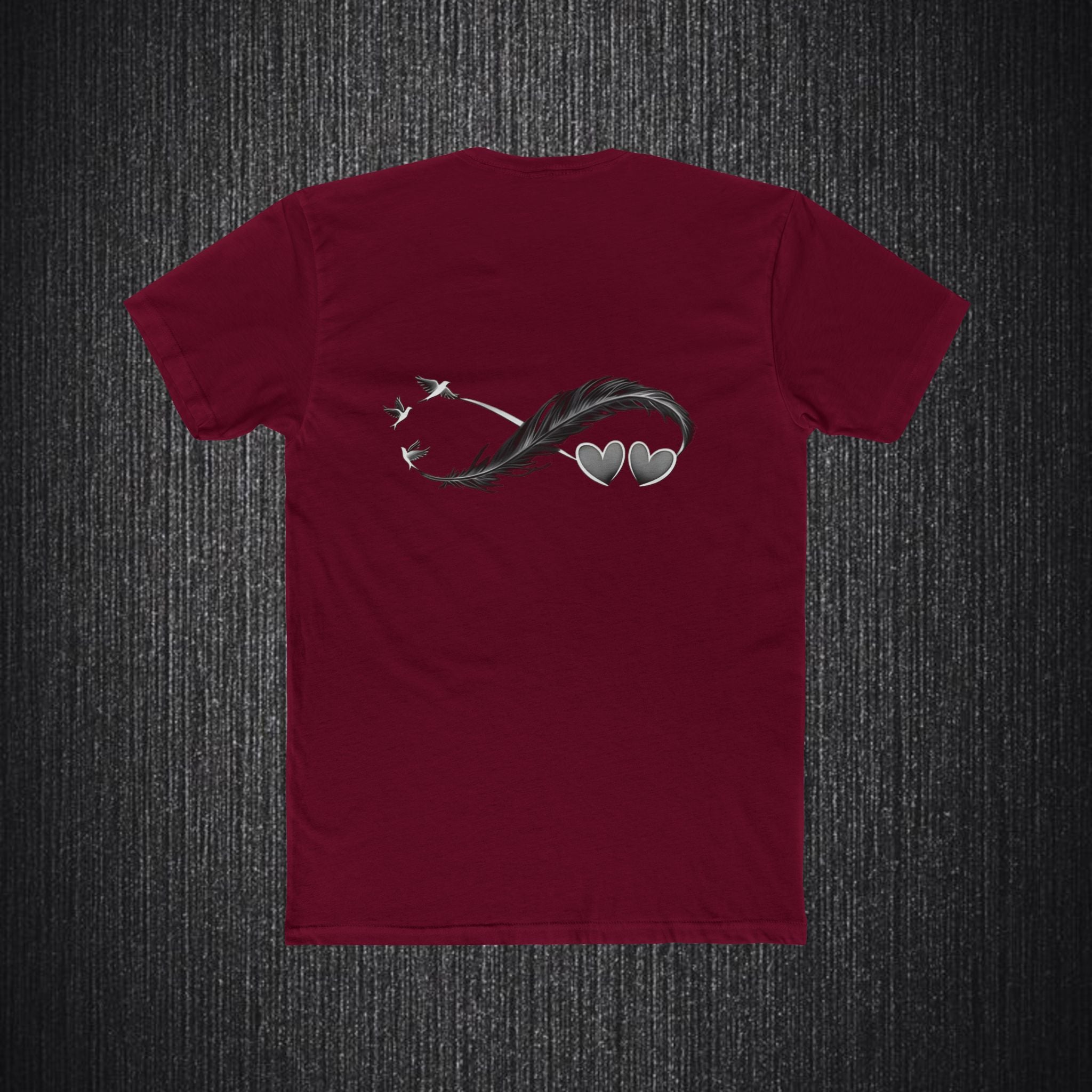 Feather Infinity Graphic Tee — Minimal Hearts & Birds Crewneck