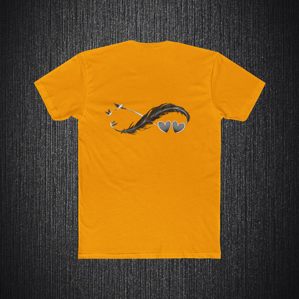 Feather Infinity Graphic Tee — Minimal Hearts & Birds Crewneck