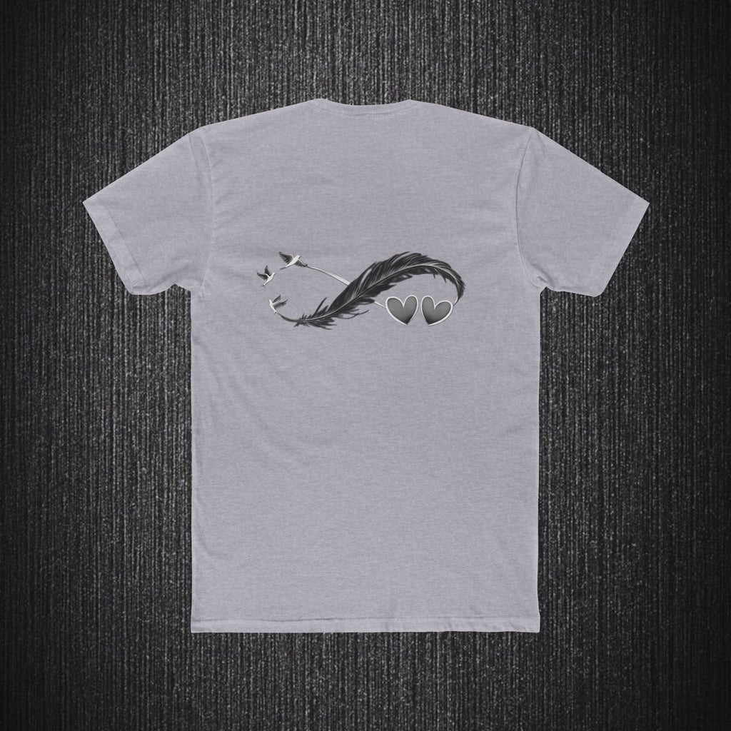Feather Infinity Graphic Tee — Minimal Hearts & Birds Crewneck
