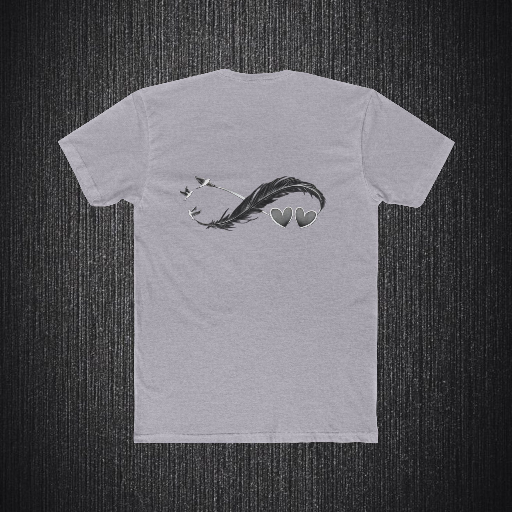 Feather Infinity Graphic Tee — Minimal Hearts & Birds Crewneck