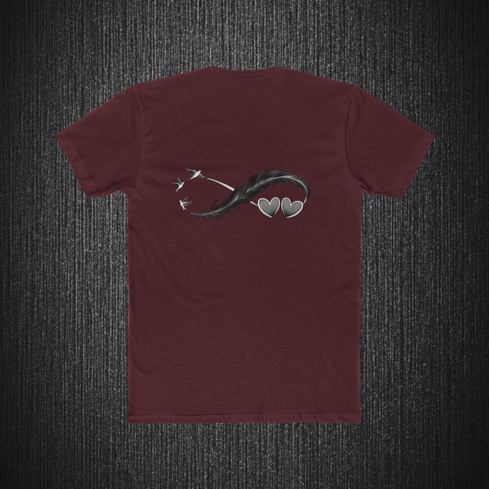 Feather Infinity Graphic Tee — Minimal Hearts & Birds Crewneck