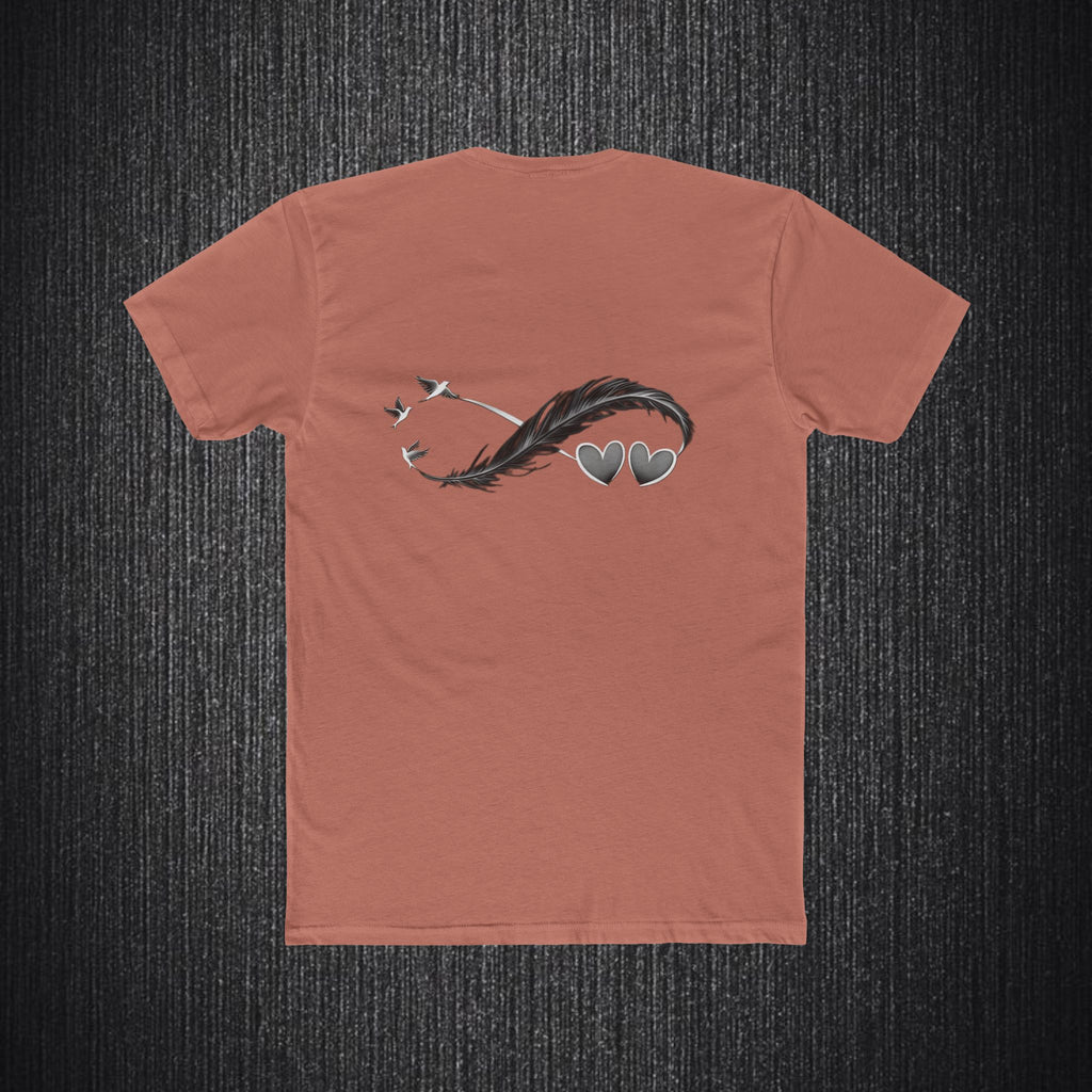 Feather Infinity Graphic Tee — Minimal Hearts & Birds Crewneck