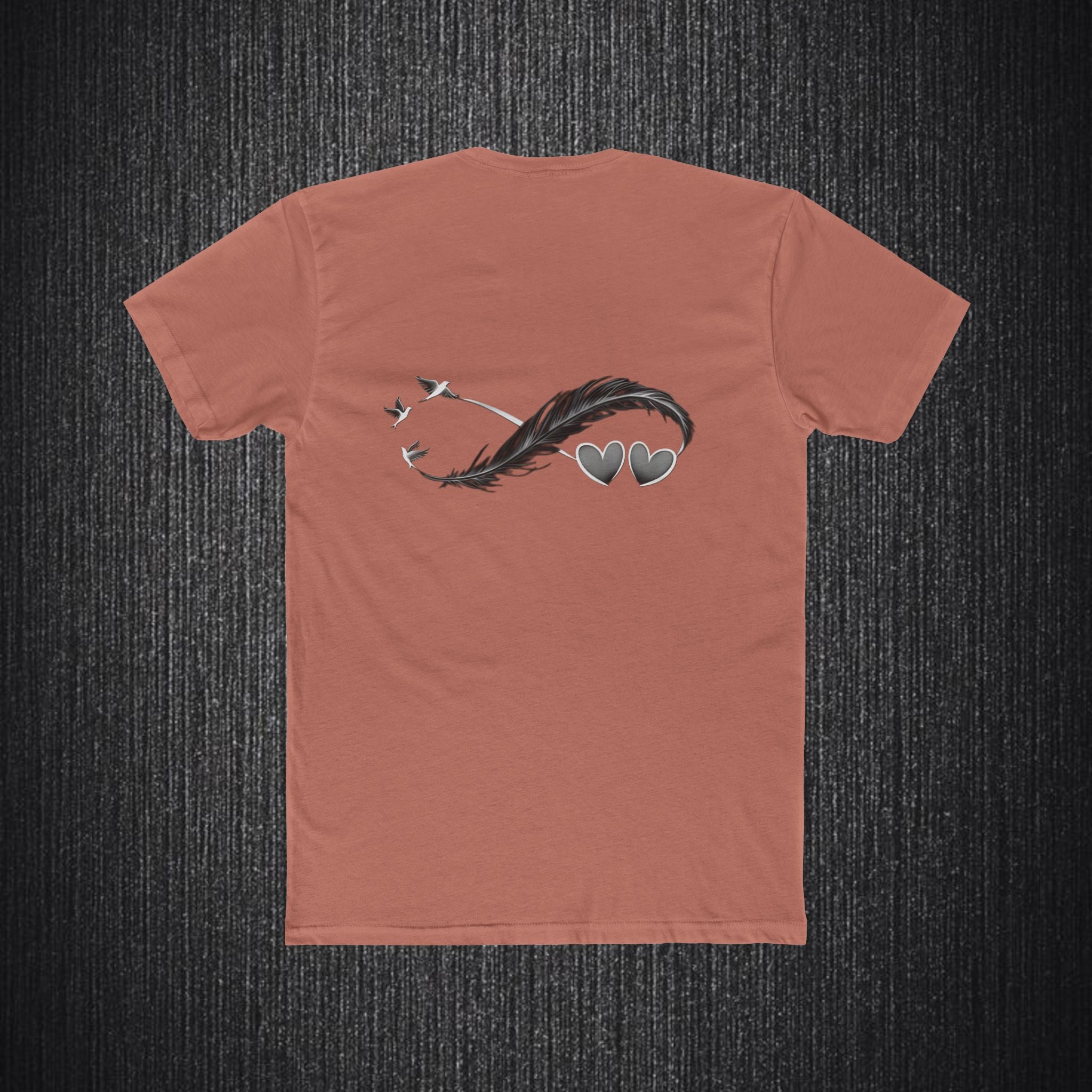 Feather Infinity Graphic Tee — Minimal Hearts & Birds Crewneck